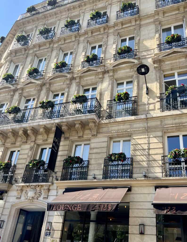 Balcony herb gardens on an apartment building in Paris