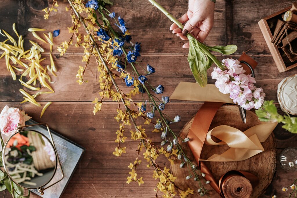 Arranging flowers